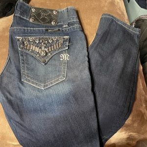 Miss Me Womens Skinny Jeans Dark Wash JP46565 Button Flap Pockets